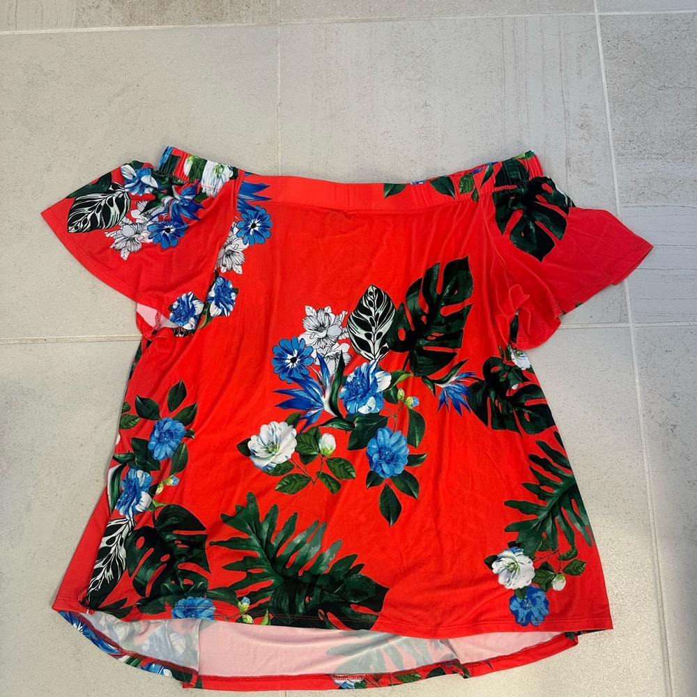 Vince Camuto Floral Coral Off-Shoulder Women's Top